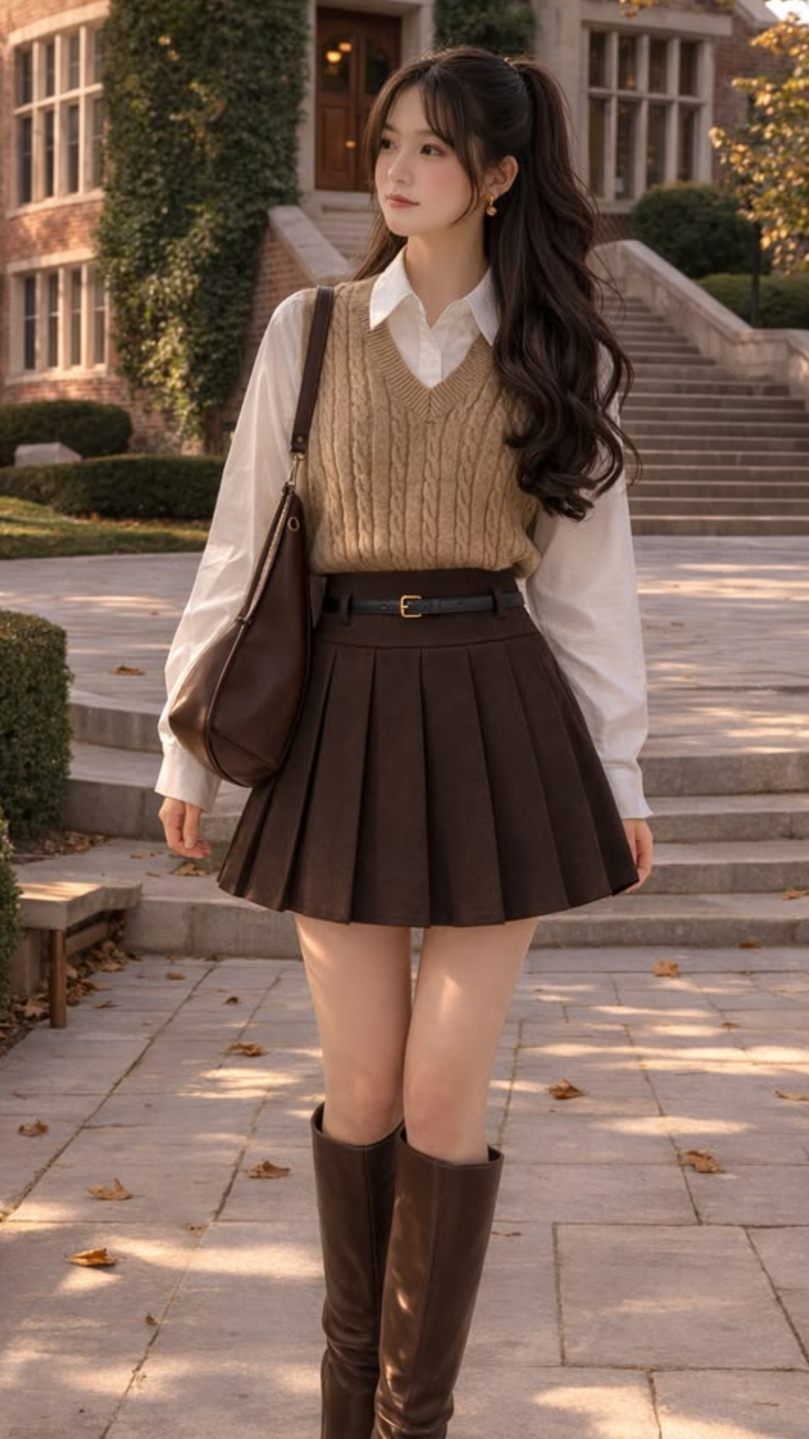 Korean preppy fashion outfit